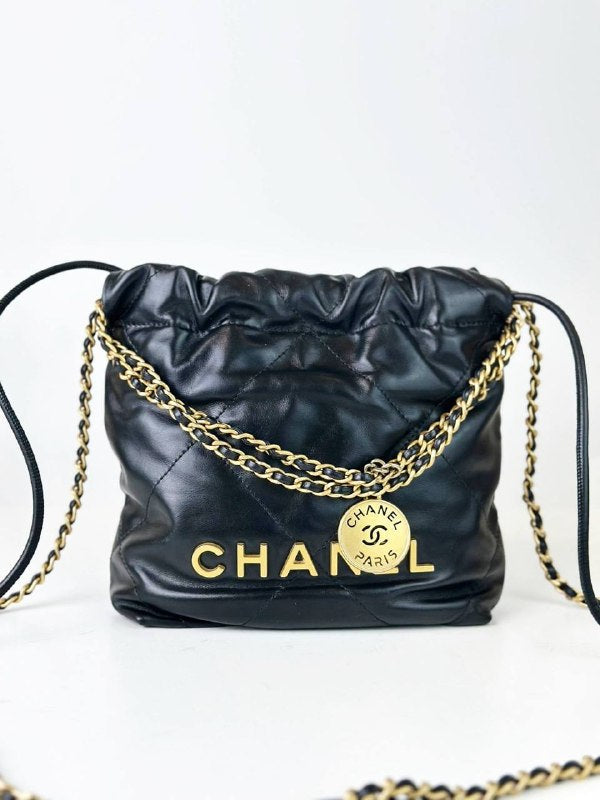 CHANEL 22 MINI BLACK CROSSBODY BAG GHW