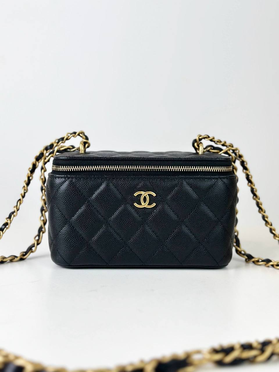 CHANEL TWIN CRUSH CAVIAR BLACK VANITY BAG GHW