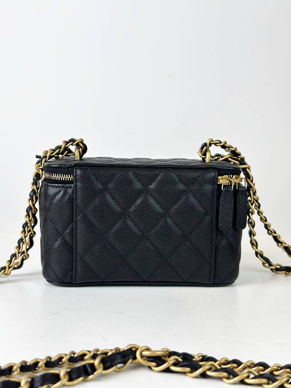 CHANEL TWIN CRUSH CAVIAR BLACK VANITY BAG GHW