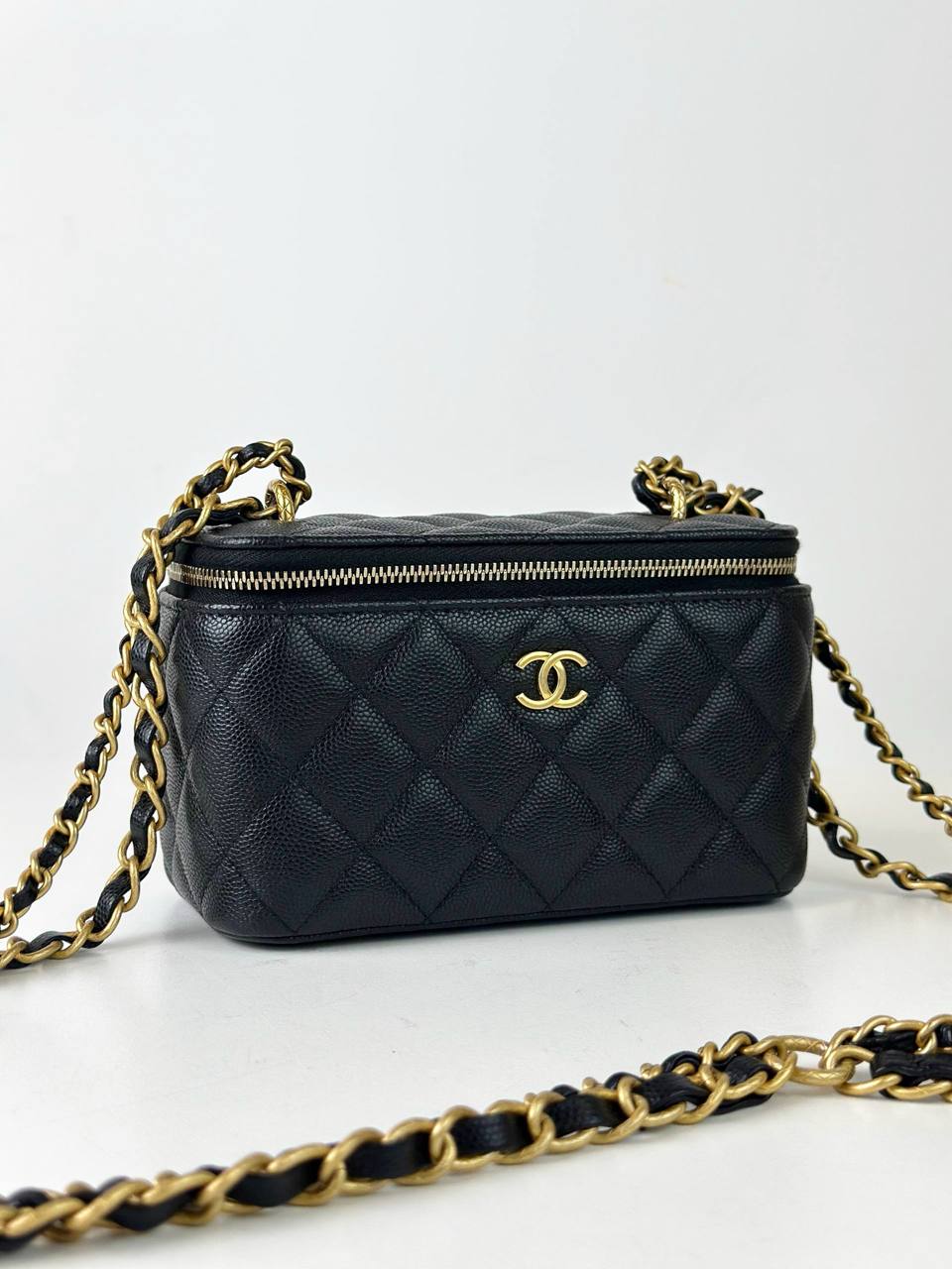 CHANEL TWIN CRUSH CAVIAR BLACK VANITY BAG GHW