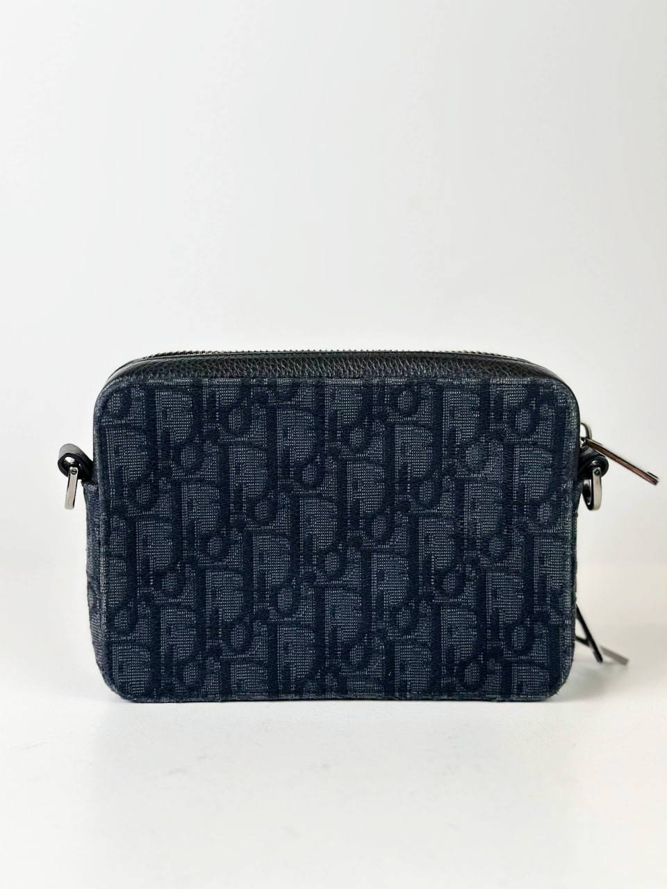 DIOR DOUBLE ZIP OBLIQUE BLACK JACQUARD CROSSBODY BAG