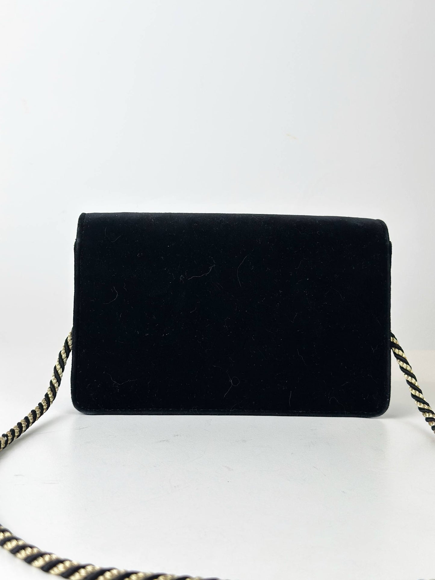 GUCCI BROADWAY SQUARE G BLACK VELVET CROSSBODY BAG