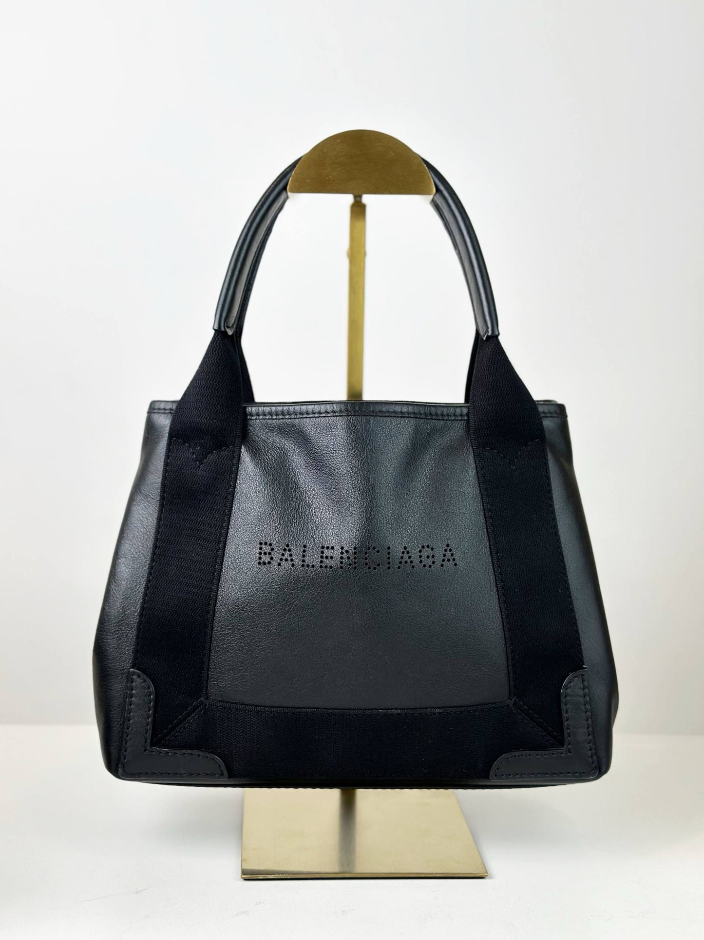BALENCIAGA NAVY CABAS BLACK XS TOTE BAG