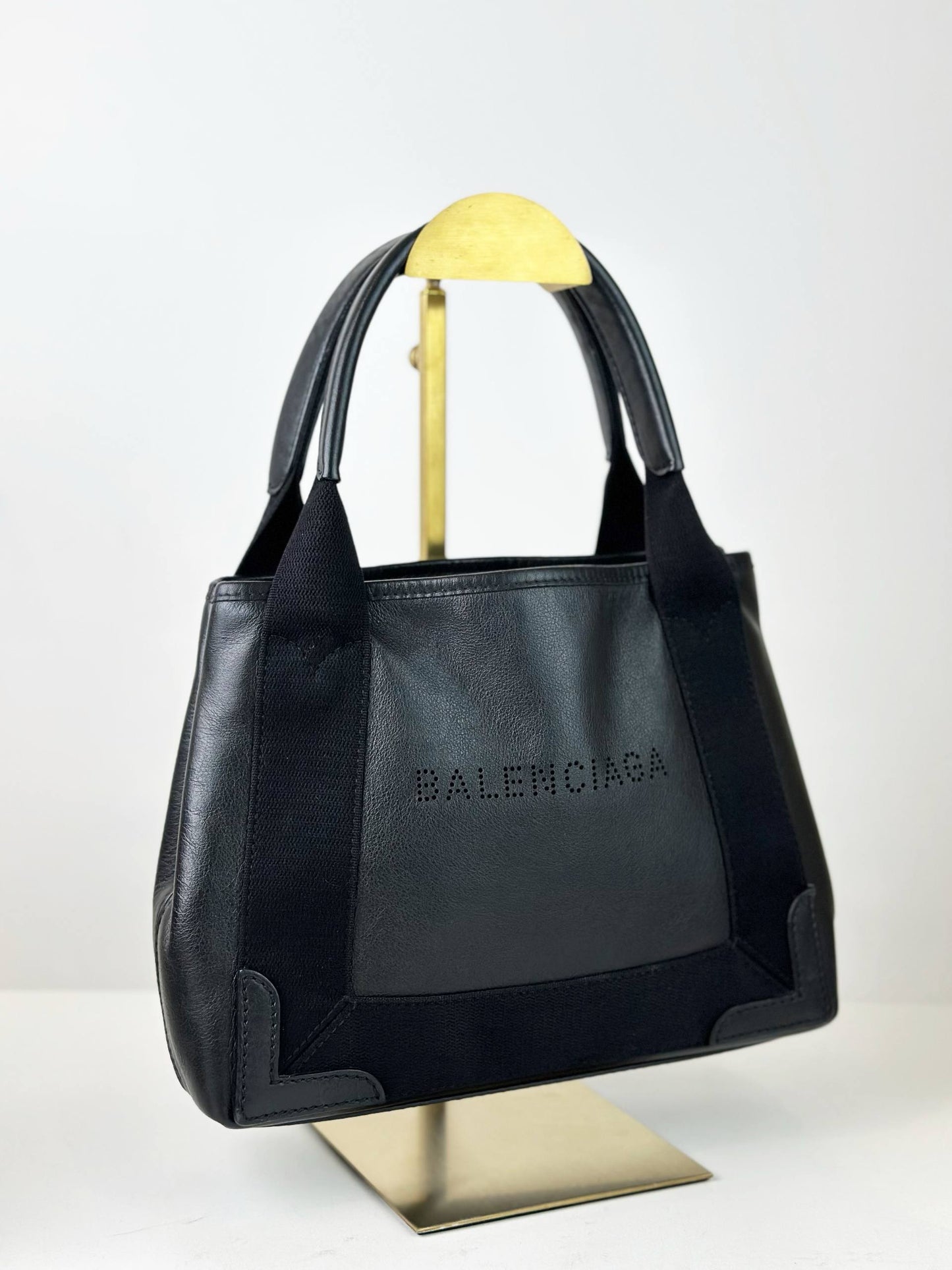 BALENCIAGA NAVY CABAS BLACK XS TOTE BAG