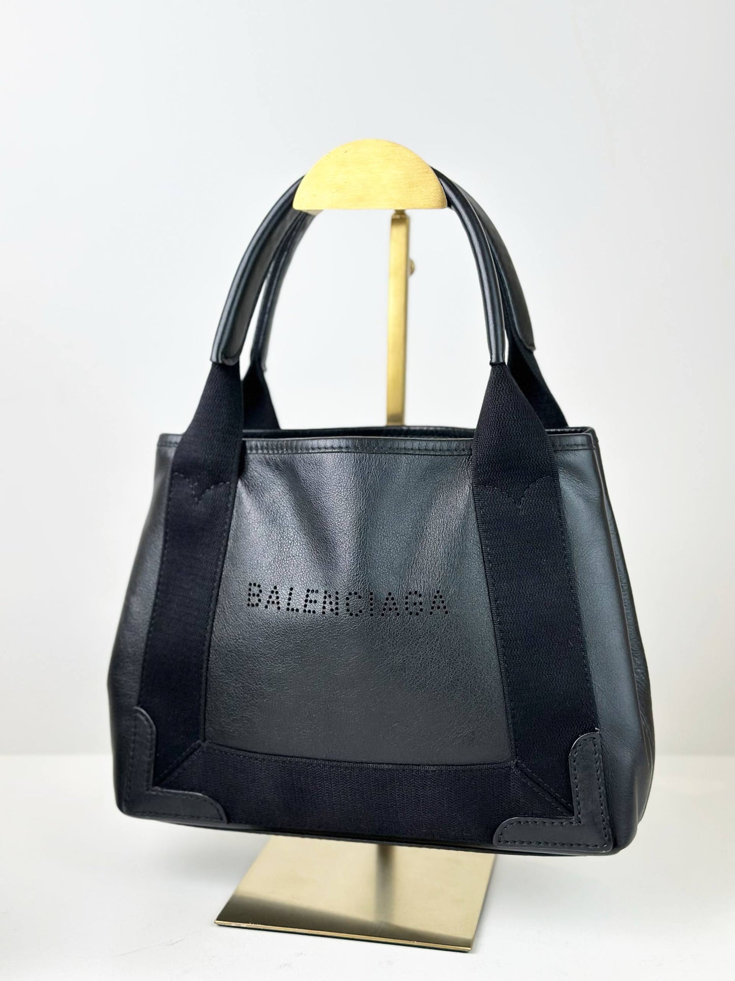 BALENCIAGA NAVY CABAS BLACK XS TOTE BAG