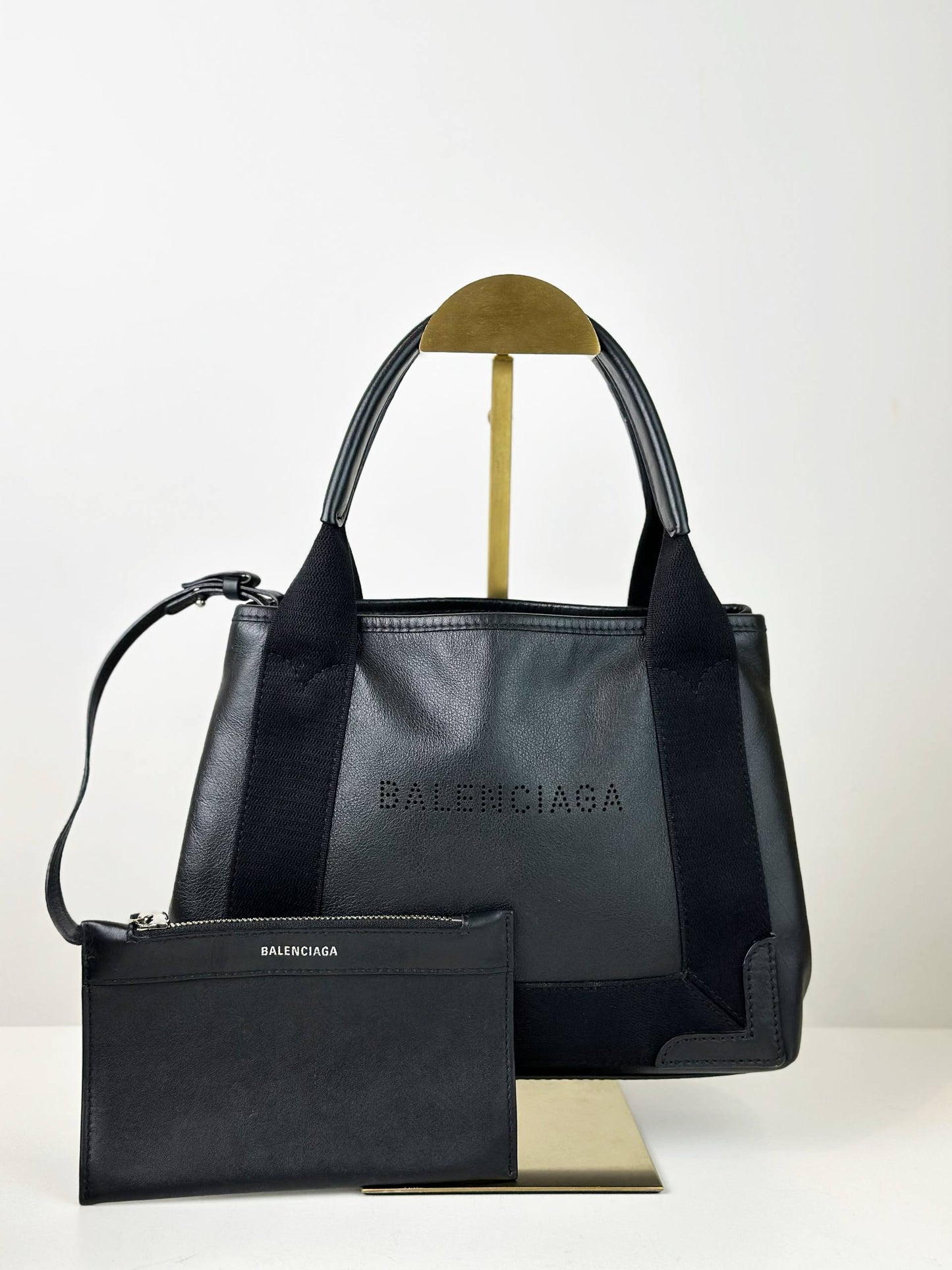 BALENCIAGA NAVY CABAS BLACK XS TOTE BAG