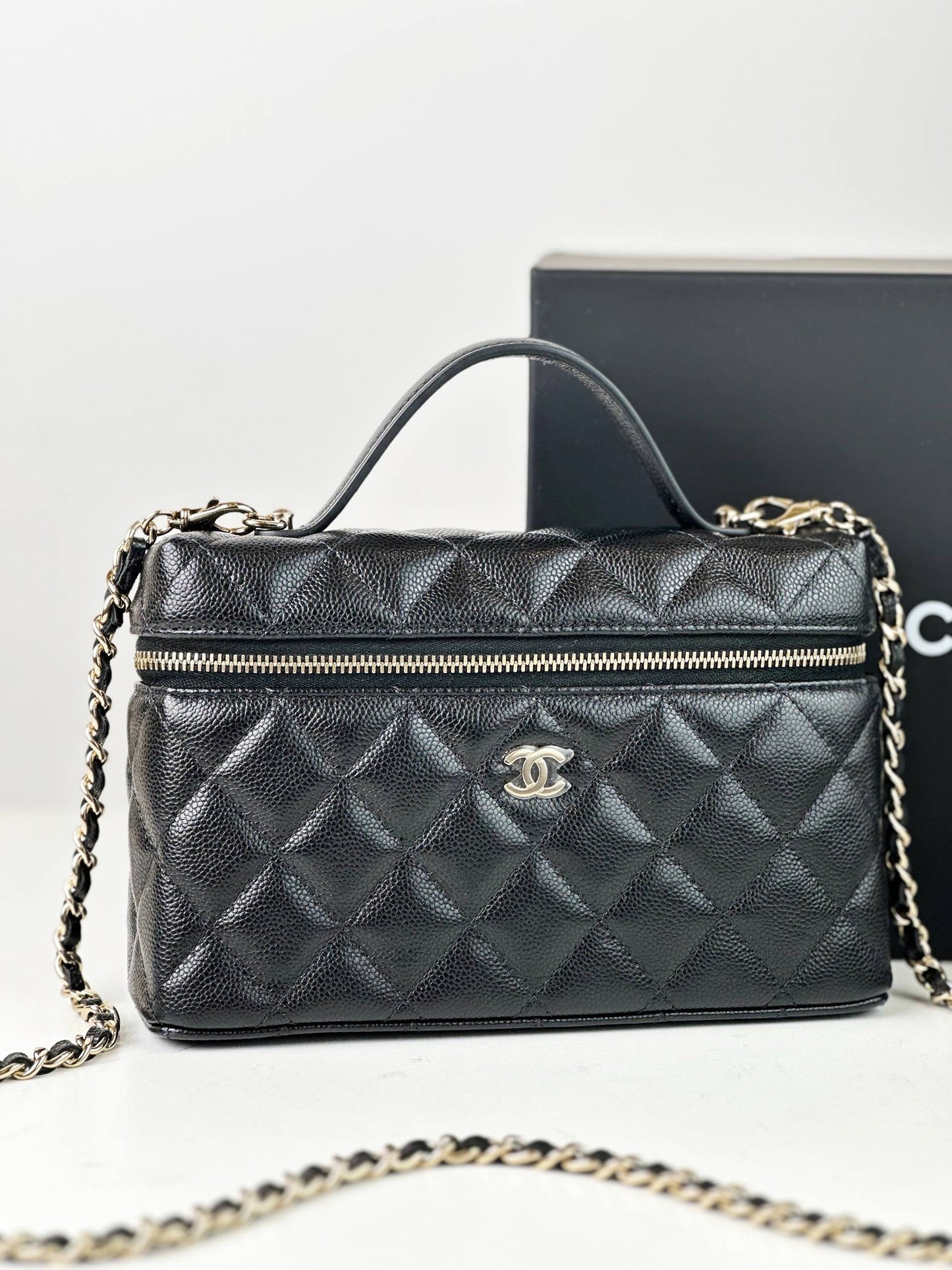 CHANEL LP CAVIAR QUILTED BLACK VANITY BAG