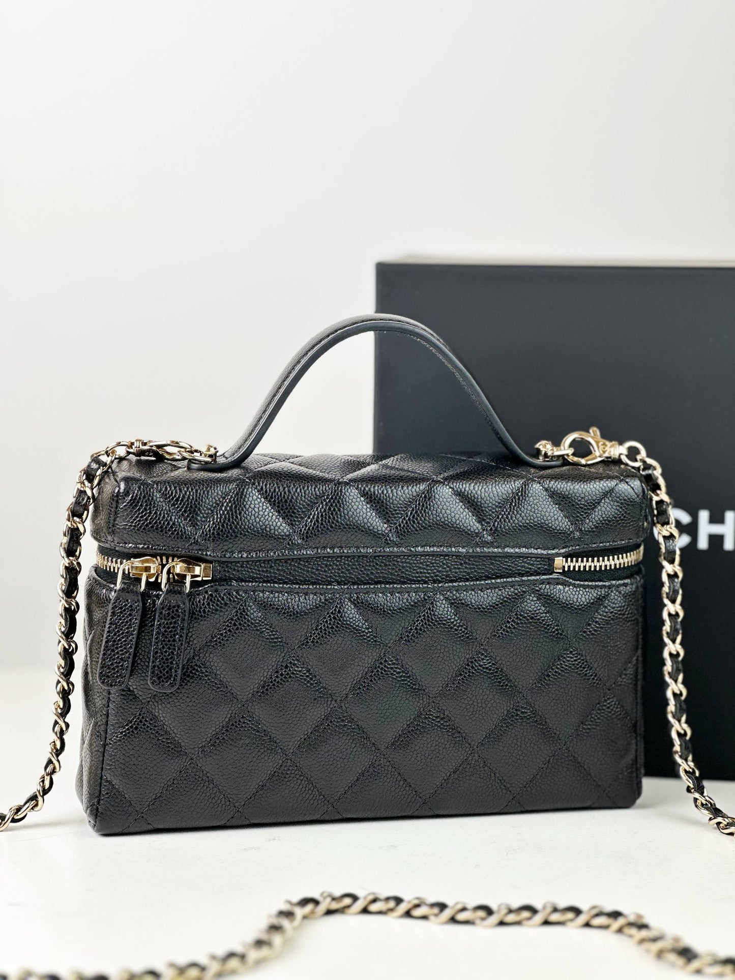 CHANEL LP CAVIAR QUILTED BLACK VANITY BAG