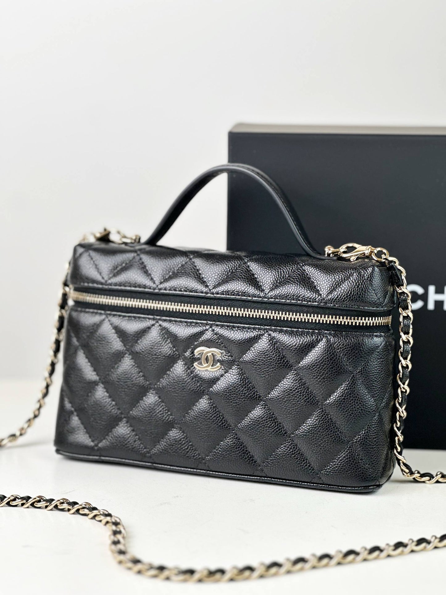 CHANEL LP CAVIAR QUILTED BLACK VANITY BAG
