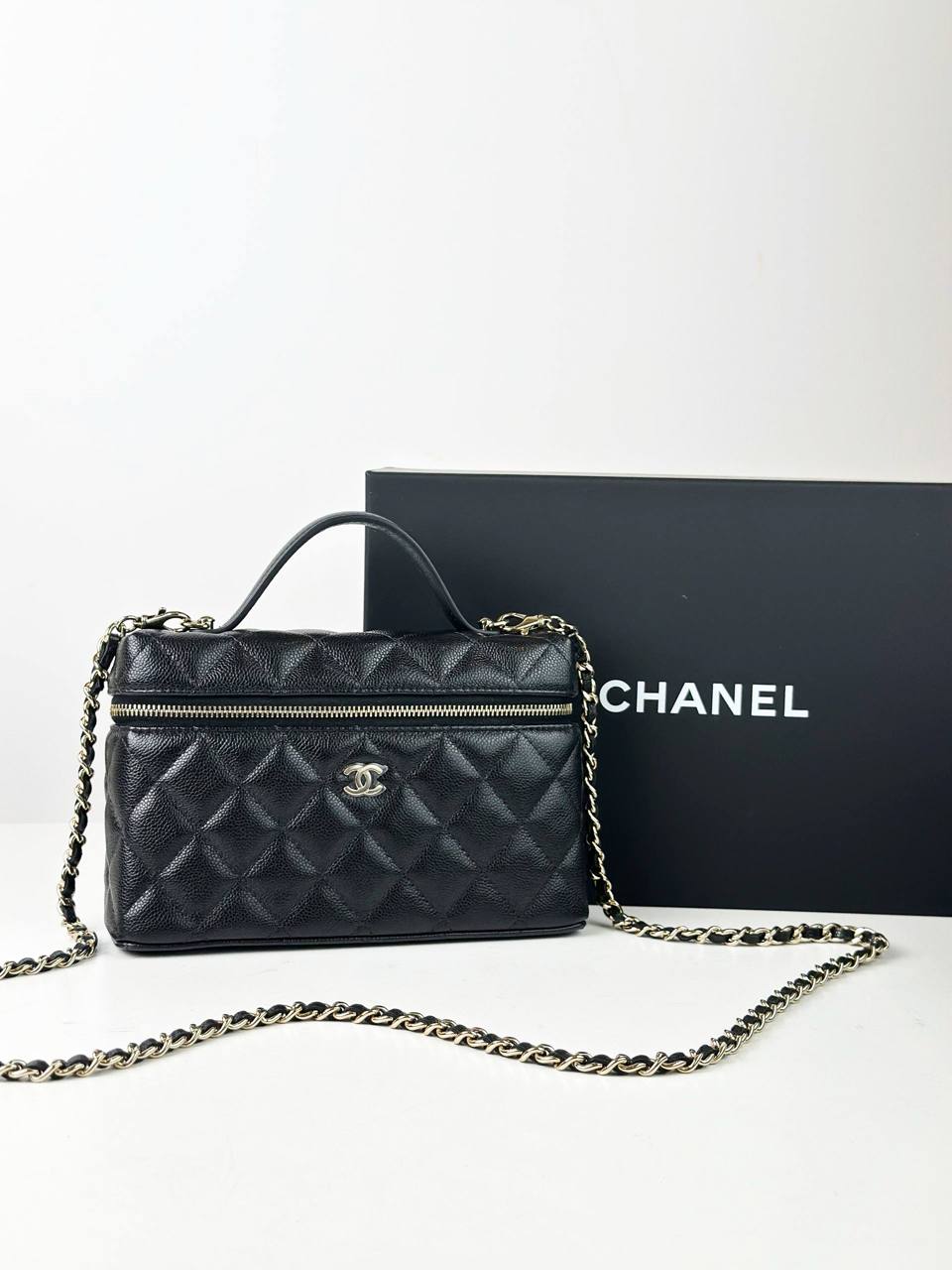 CHANEL LP CAVIAR QUILTED BLACK VANITY BAG
