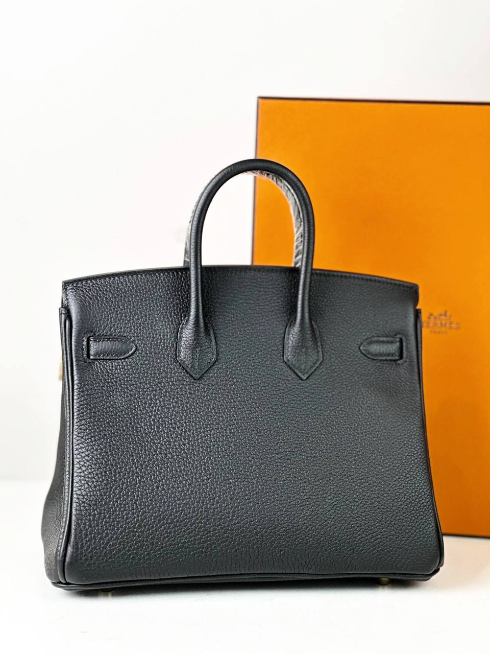 HERMES BIRKIN 25 NOIR HANDBAG PERMABRASS HARDWARE