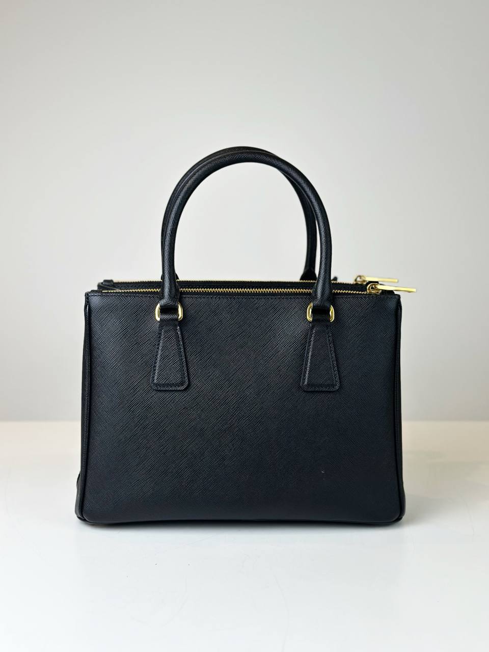 PRADA GALLERIA SAFFIANO LEATHER SMALL BLACK TOP HANDLE BAG