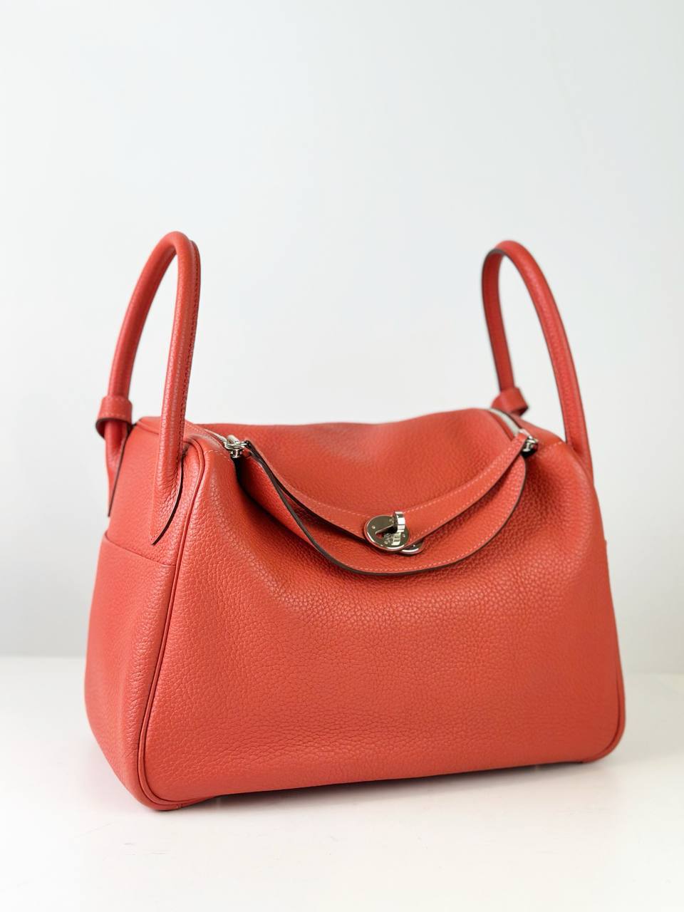 HERMES LINDY 30 ROUGE PIVOINE TAURILLON CLEMENCE LEATHER CROSSBODY BAG PHW