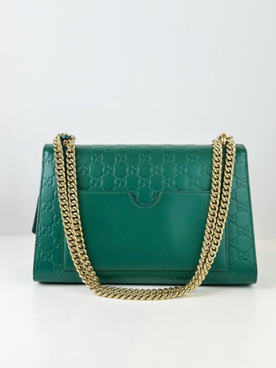 GUCCI GUCCISSIMA GREEN PADLOCK MEDIUM SHOULDER BAG