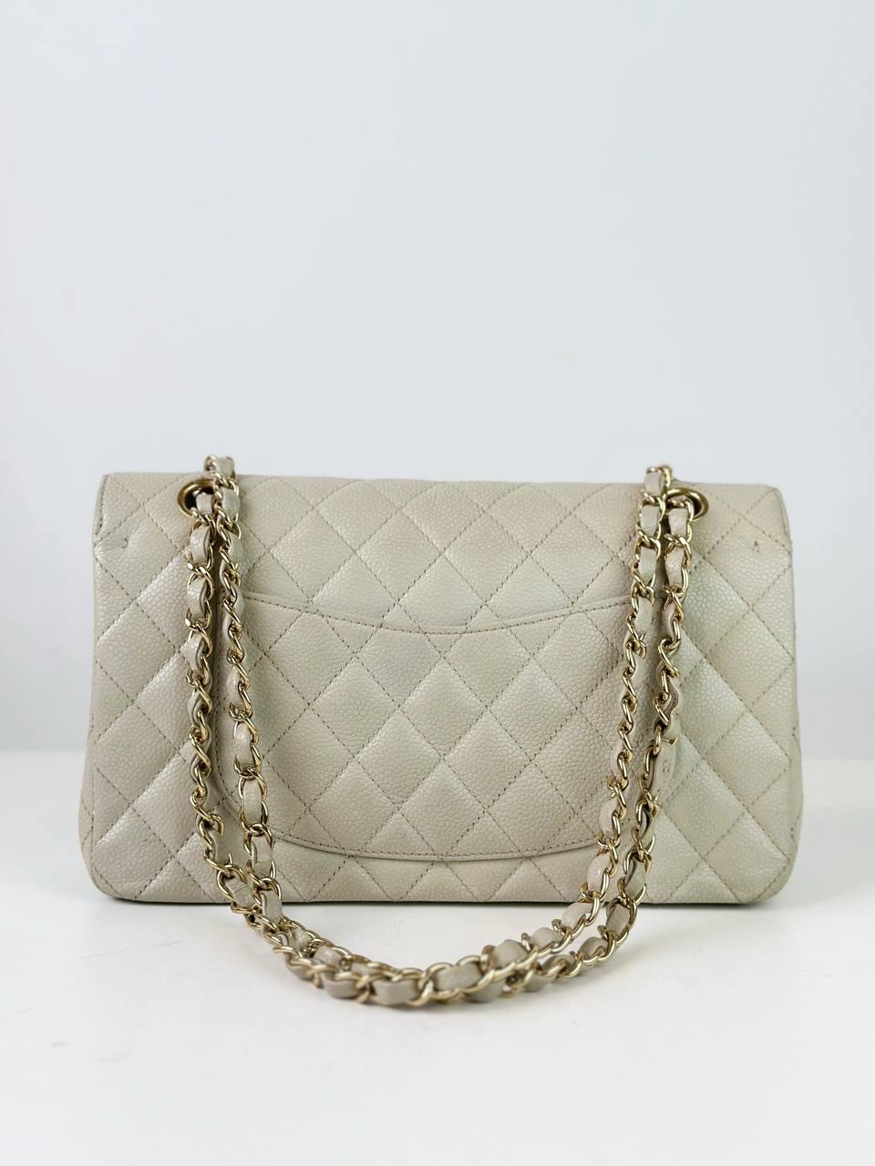 CHANEL CLASSIC FLAP CAVIAR GREY MEDIUM SHOULDER BAG GHW