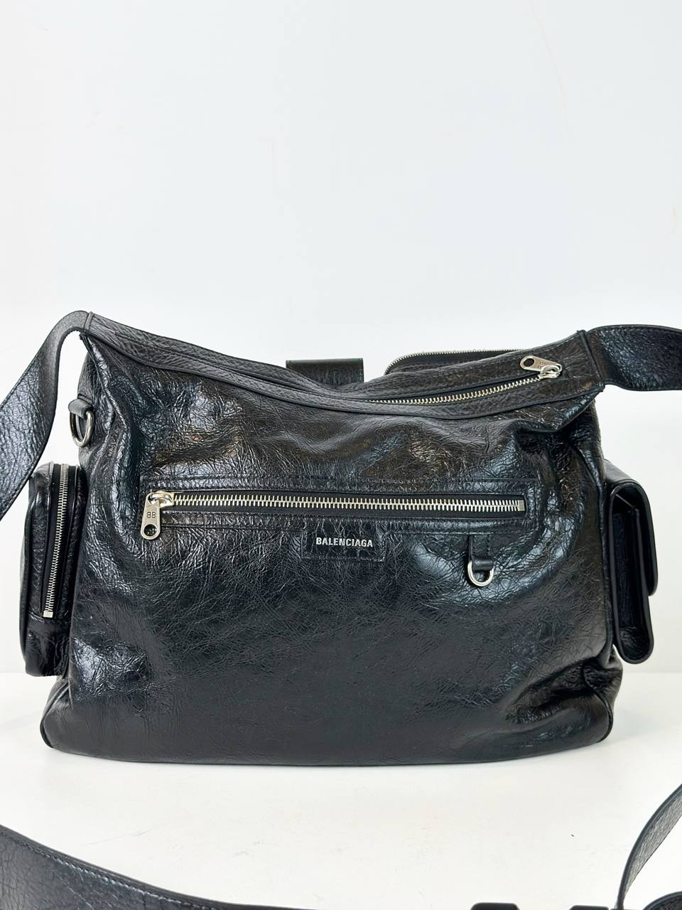 BALENCIAGA SUPERBUSY LARGE MESSENGER BLACK SHOULDER BAG