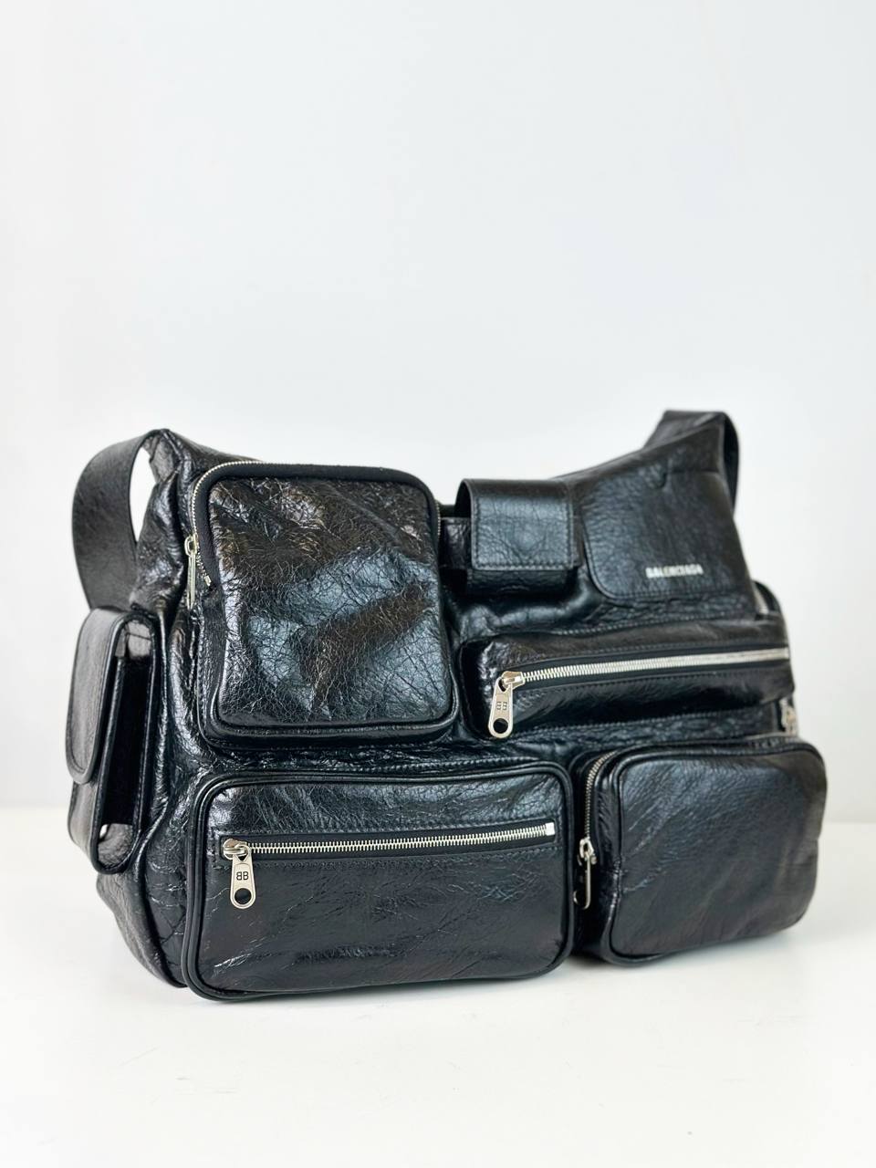 BALENCIAGA SUPERBUSY LARGE MESSENGER BLACK SHOULDER BAG