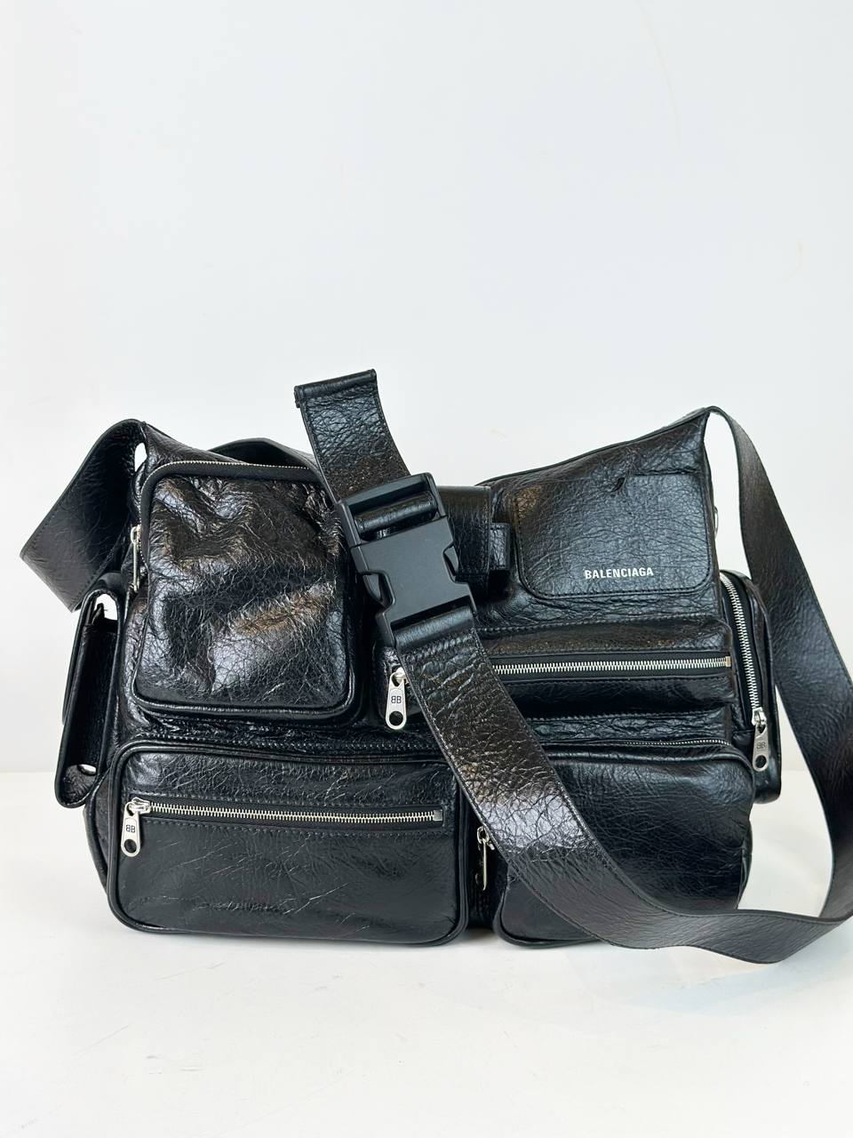 BALENCIAGA SUPERBUSY LARGE MESSENGER BLACK SHOULDER BAG