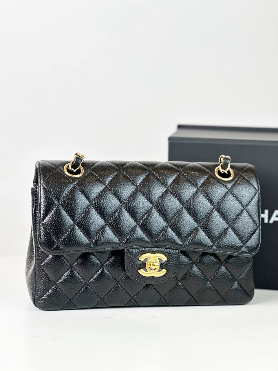 CHANEL CLASSIC FLAP CAVIAR BLACK SMALL SHOULDER BAG GHW