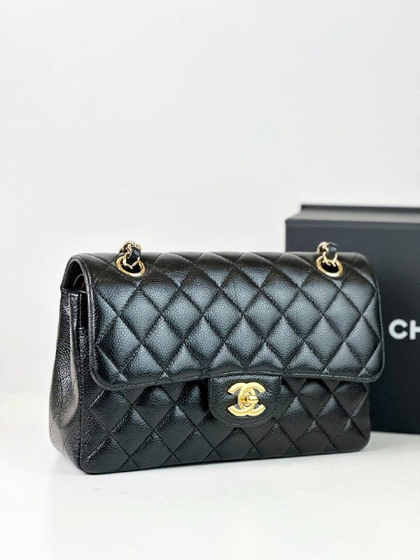 CHANEL CLASSIC FLAP CAVIAR BLACK SMALL SHOULDER BAG GHW