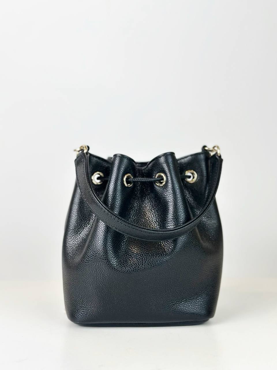 CHANEL BUSINESS AFFINITY CAVIAR BLACK MINI BUCKET BAG