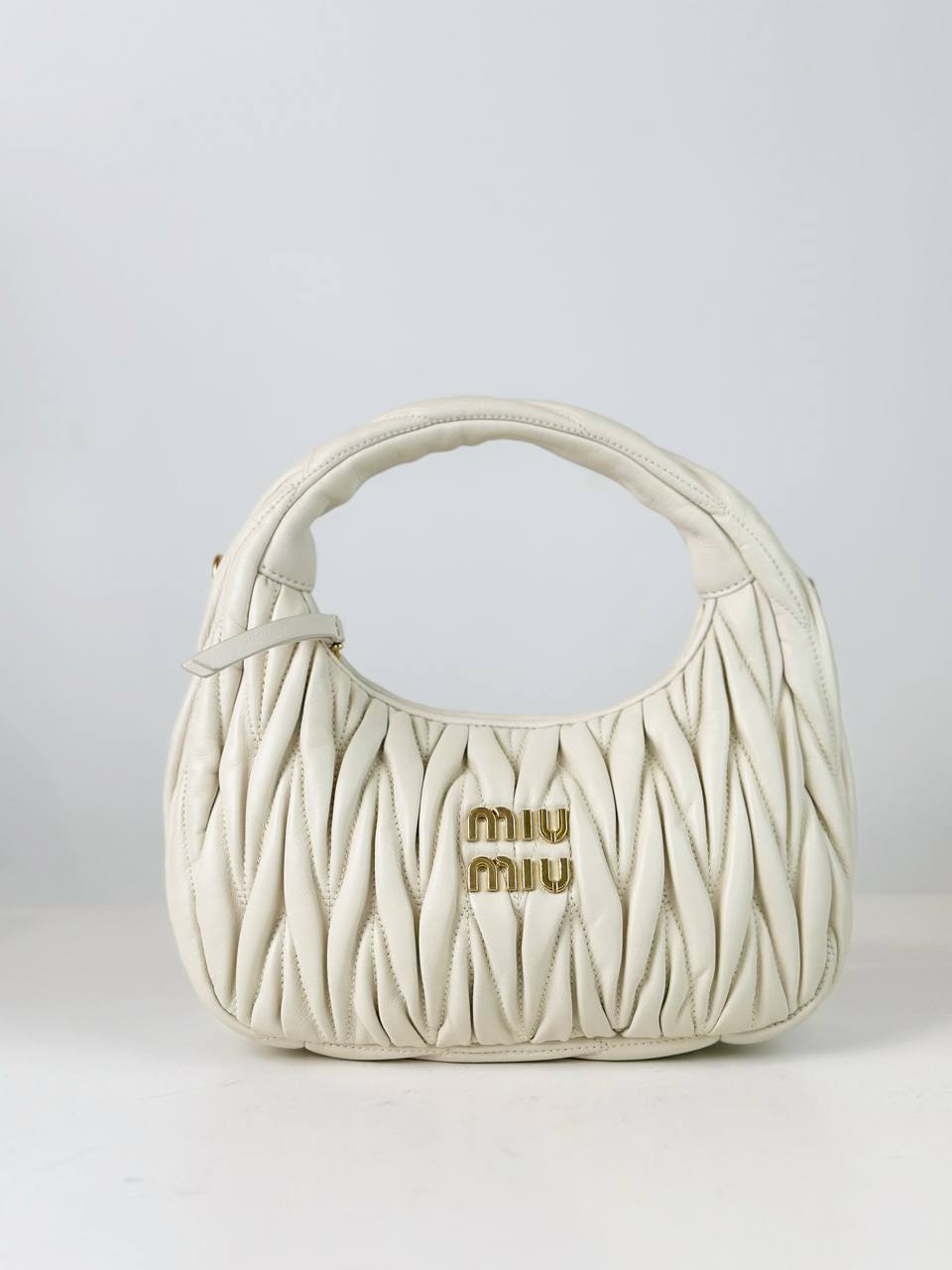 MIU MIU WANDER WHITE HOBO BAG WITH STRAP