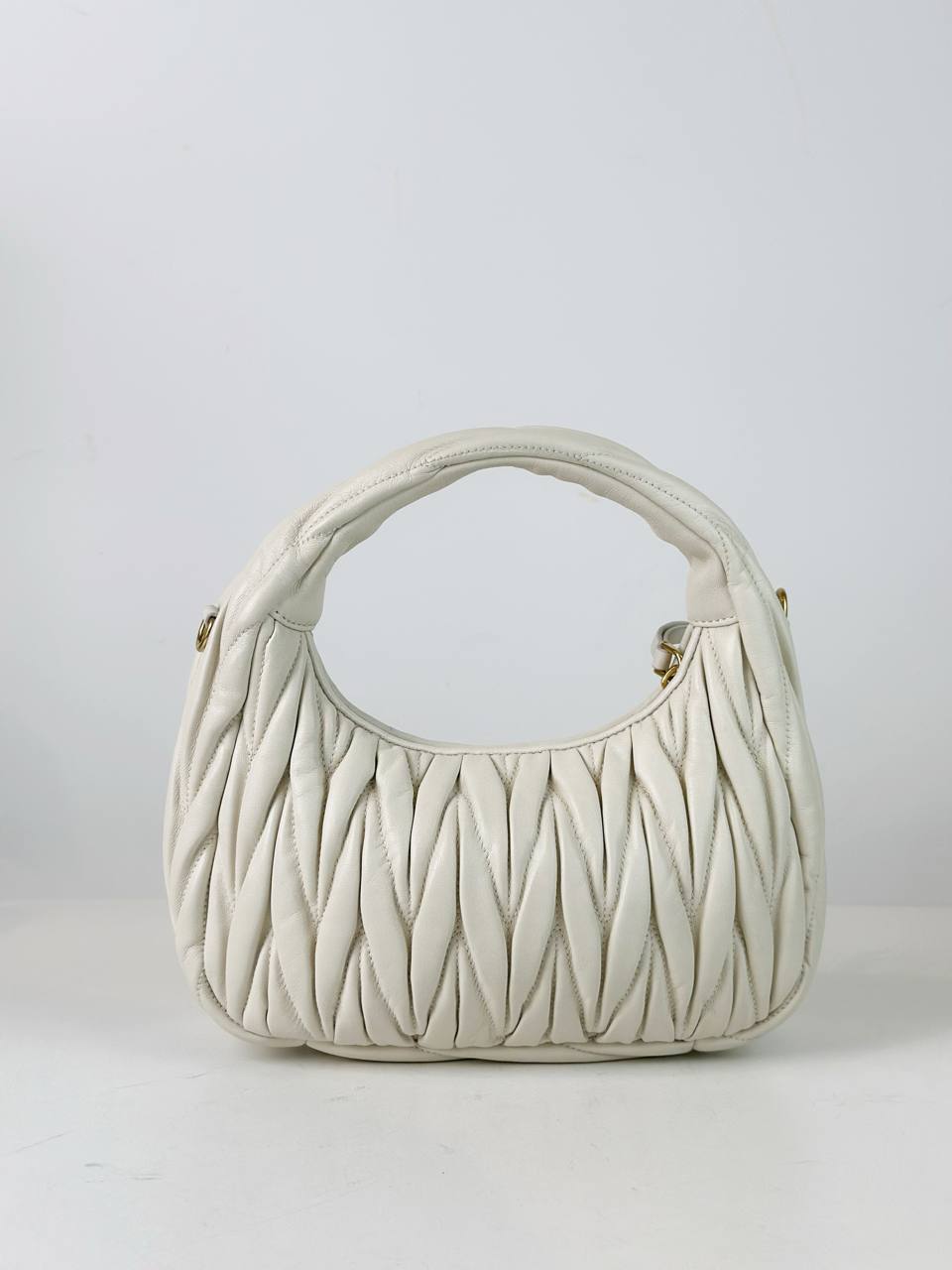 MIU MIU WANDER WHITE HOBO BAG WITH STRAP
