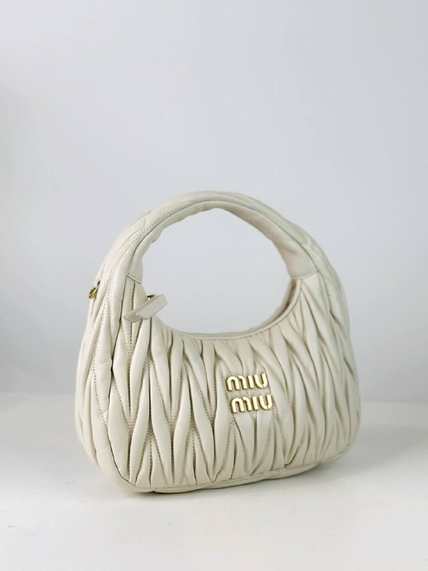 MIU MIU WANDER WHITE HOBO BAG WITH STRAP