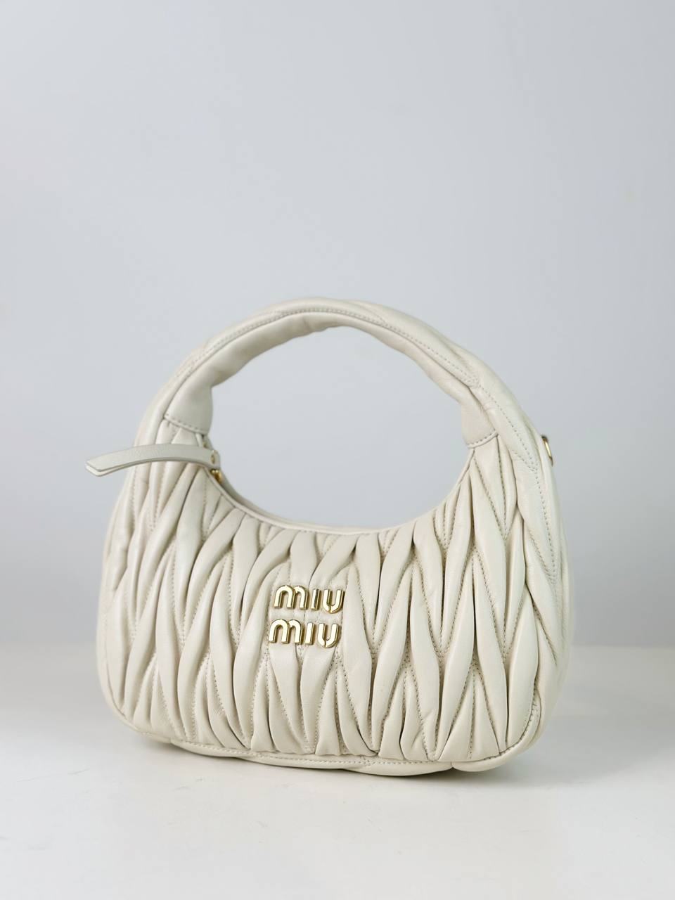 MIU MIU WANDER WHITE HOBO BAG WITH STRAP