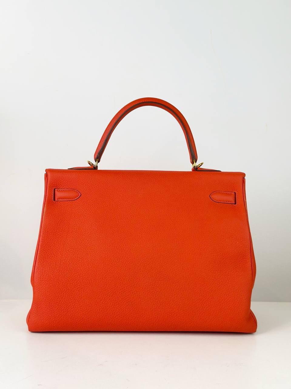 HERMES KELLY RETOURNE 34 ORANGE TAURILLON CLEMENCE LEATHER HANDBAG GHW