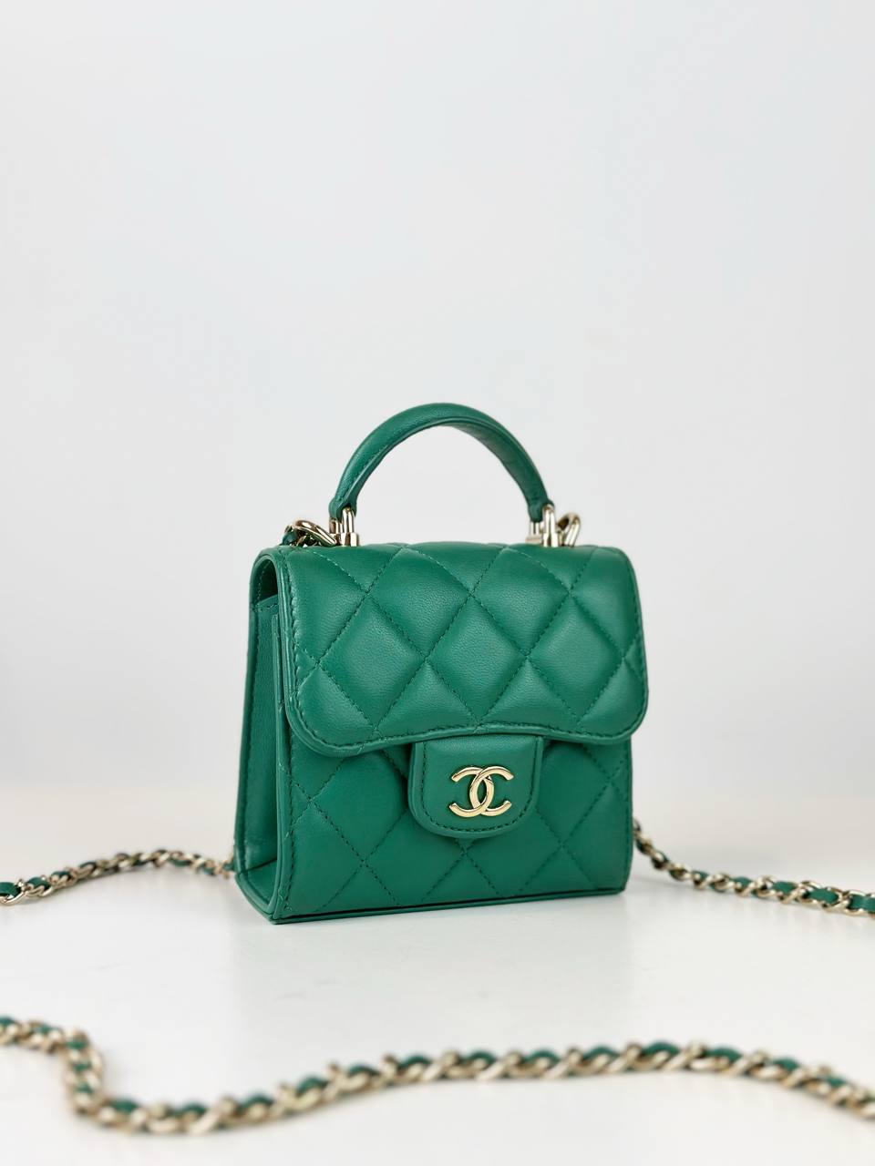 CHANEL CC FLAP COIN PURSE GREEN CROSSBODY BAG