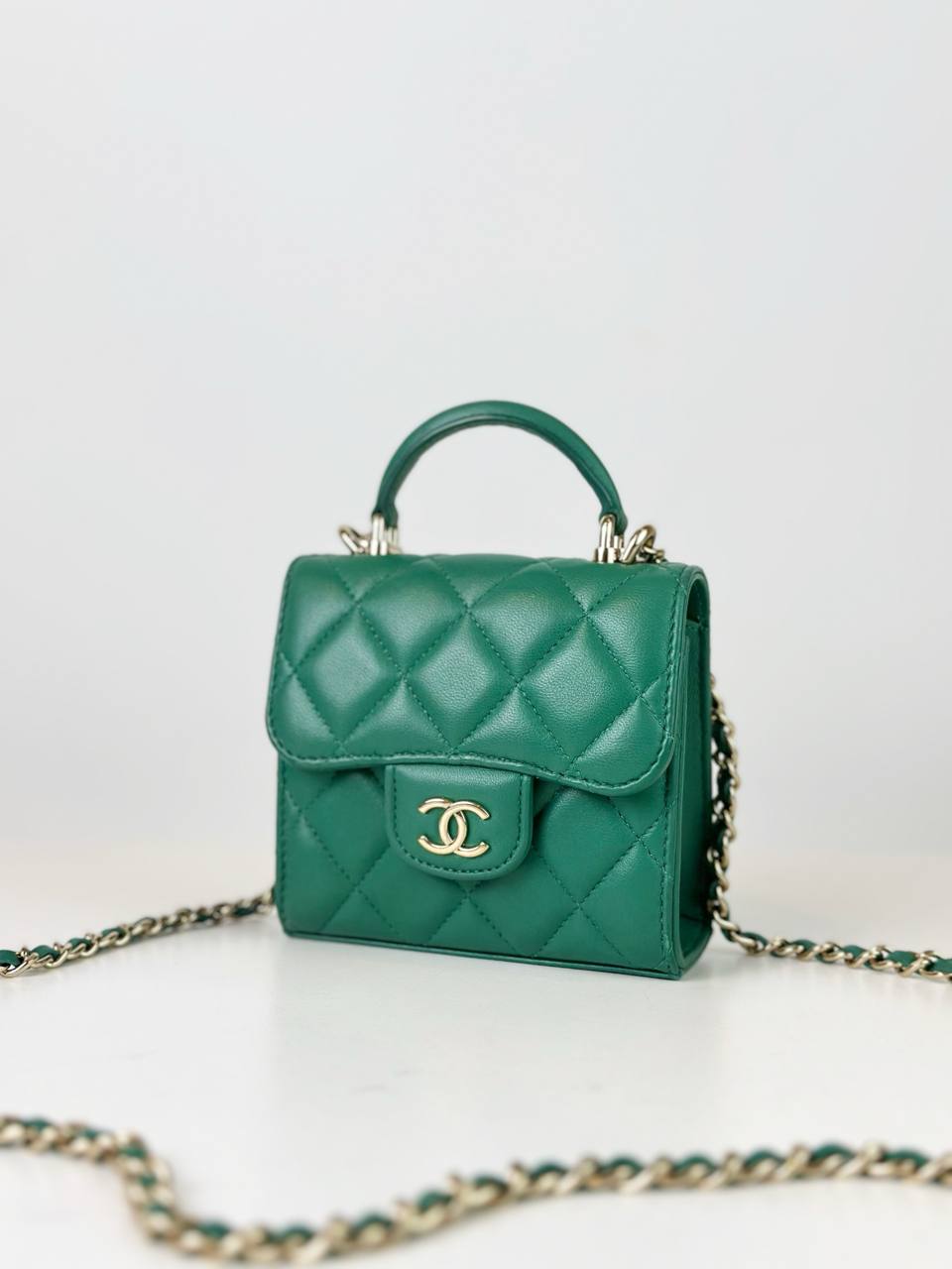 CHANEL CC FLAP COIN PURSE GREEN CROSSBODY BAG