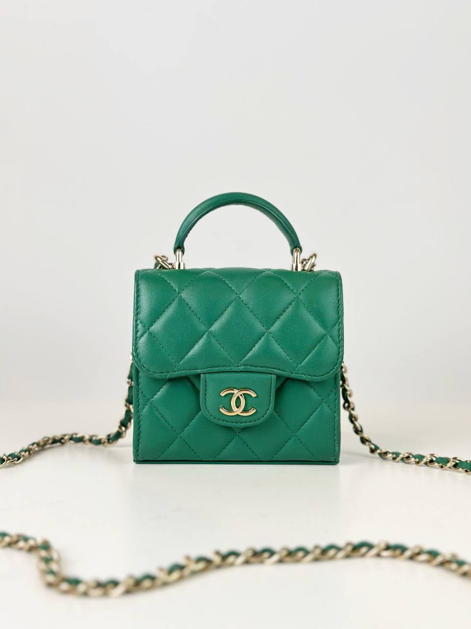 CHANEL CC FLAP COIN PURSE GREEN CROSSBODY BAG