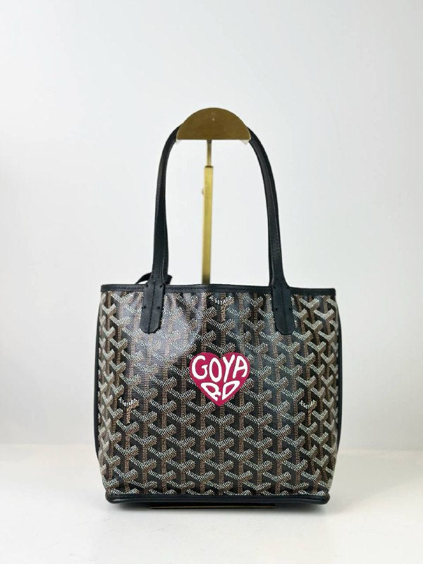 GOYARD ANJOU GOYARDINE MINI BLACK TOTE BAG