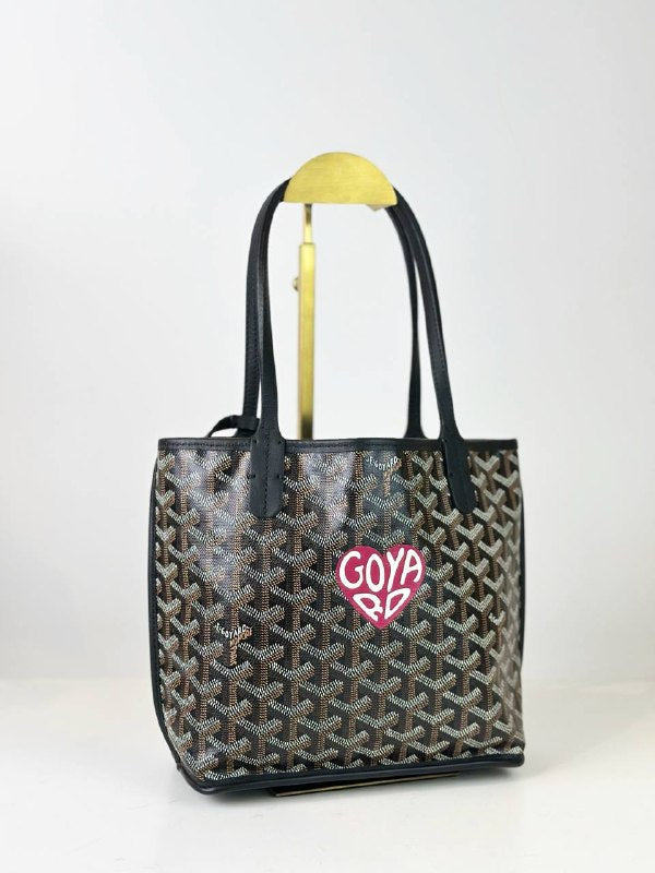 GOYARD ANJOU GOYARDINE MINI BLACK TOTE BAG