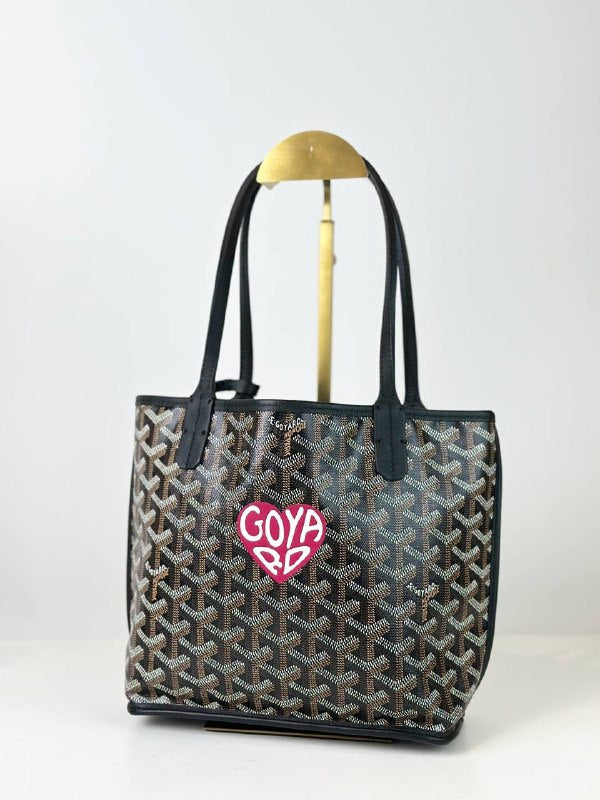 GOYARD ANJOU GOYARDINE MINI BLACK TOTE BAG