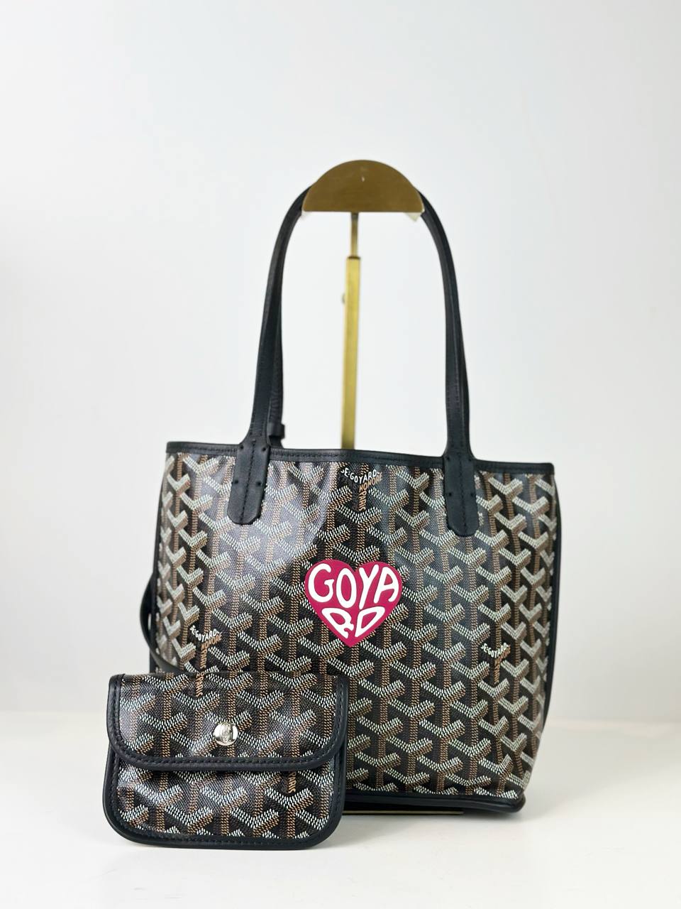 GOYARD ANJOU GOYARDINE MINI BLACK TOTE BAG