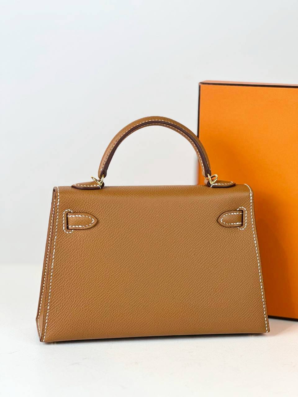 HERMES MINI KELLY GOLD HANDBAG GHW