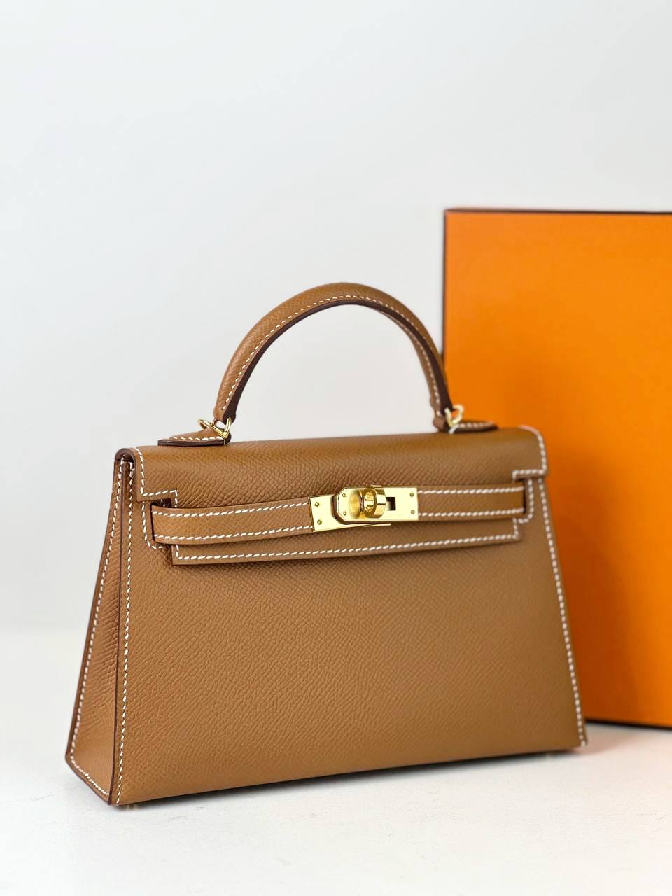 HERMES MINI KELLY GOLD HANDBAG GHW