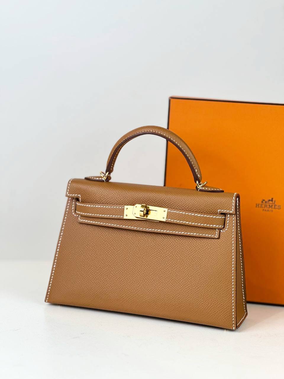 HERMES MINI KELLY GOLD HANDBAG GHW