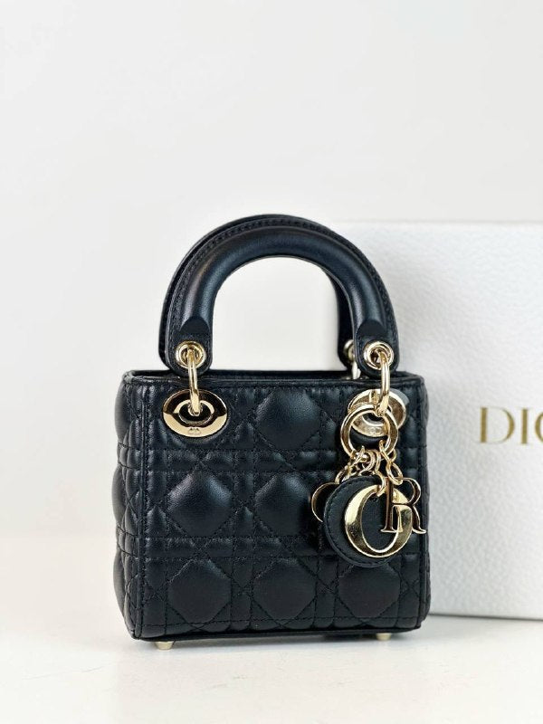 DIOR LADY DIOR BLACK MICRO HANDBAG GHW