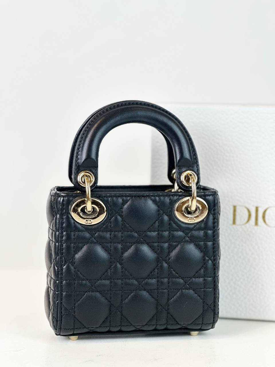 DIOR LADY DIOR BLACK MICRO HANDBAG GHW