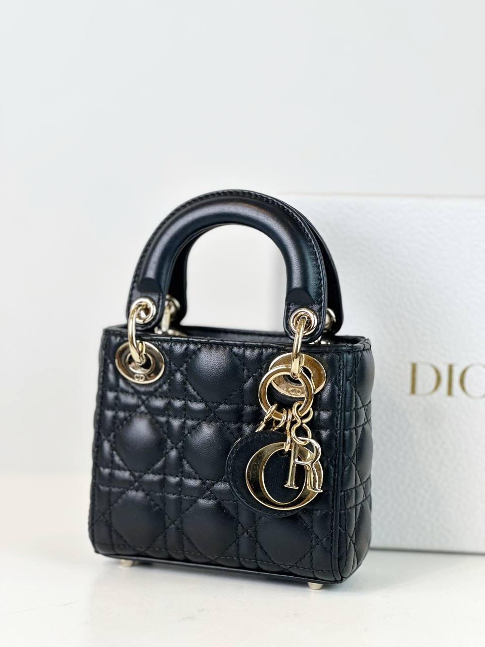 DIOR LADY DIOR BLACK MICRO HANDBAG GHW