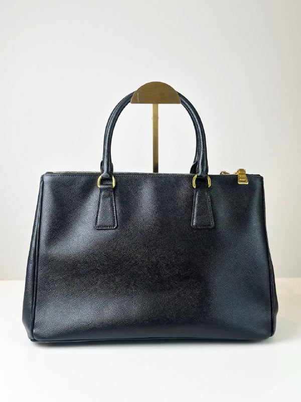 PRADA GALLERIA SAFFIANO LEATHER MEDIUM BLACK TOP HANDLE BAG