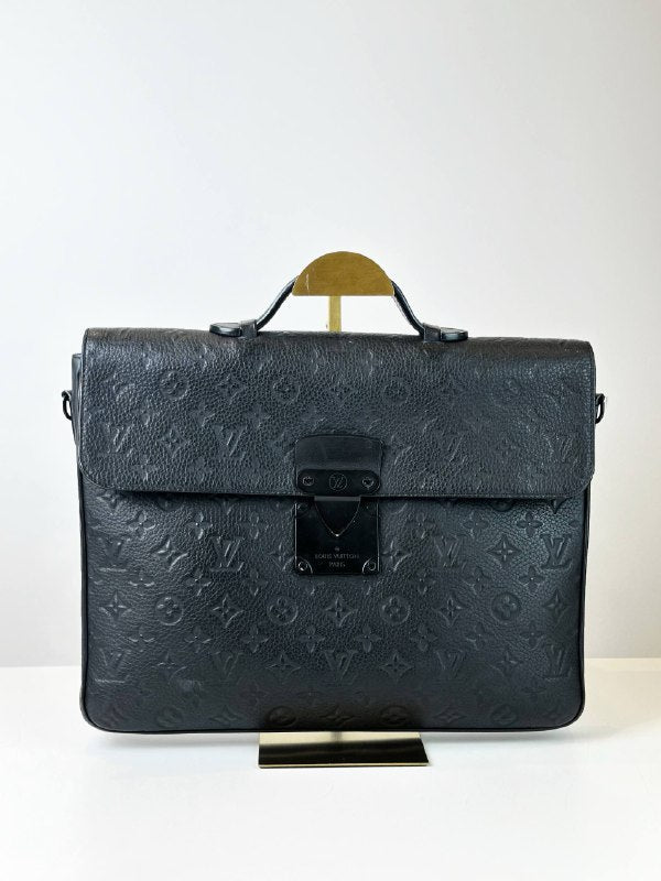 LOUIS VUITTON S-LOCK MONOGRAM TAURILLON LEATHER BLACK BRIEFCASE