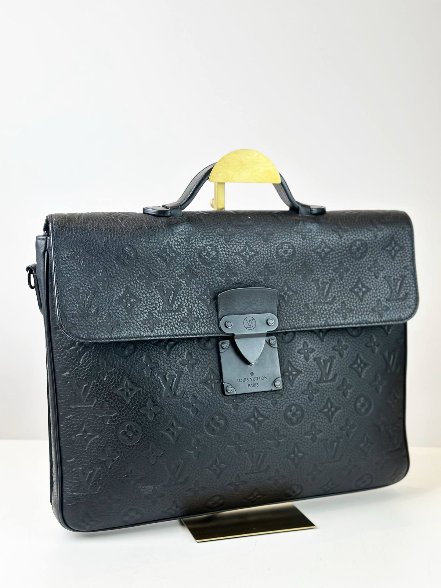 LOUIS VUITTON S-LOCK MONOGRAM TAURILLON LEATHER BLACK BRIEFCASE