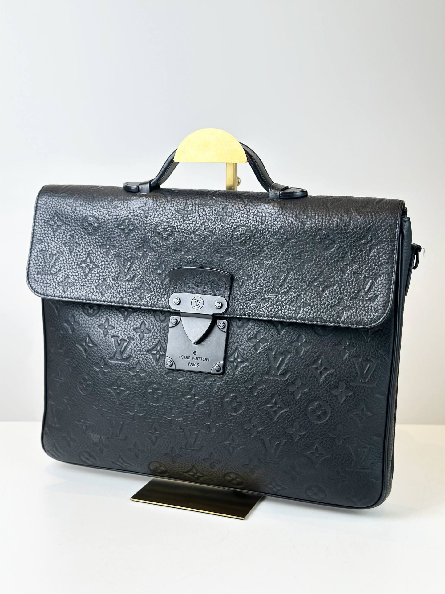 LOUIS VUITTON S-LOCK MONOGRAM TAURILLON LEATHER BLACK BRIEFCASE