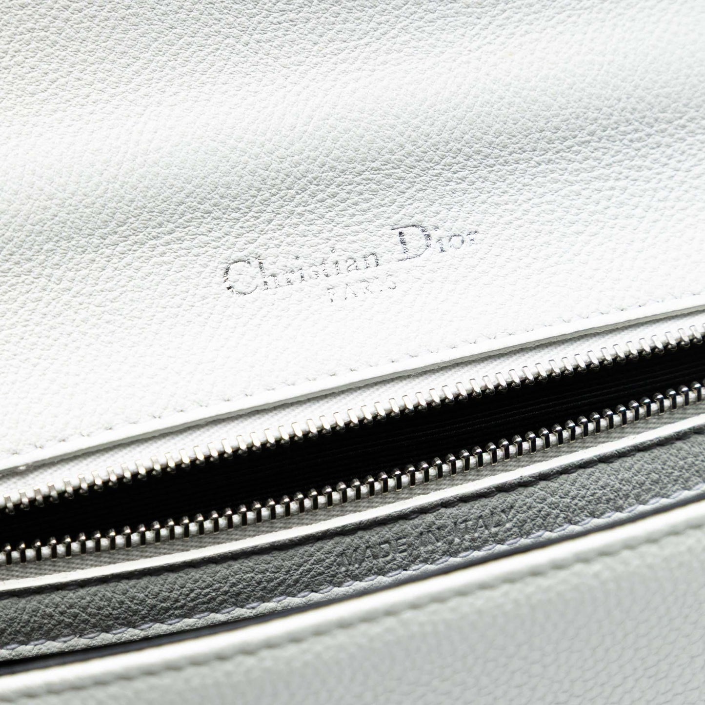 White Dior Small Grained Calfskin Diorama Flap Crossbody Bag