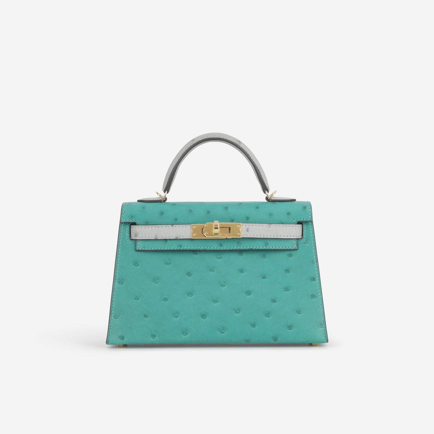 Hermès HSS Mini Kelly 20 - Vert Verone / Bleu Glacier Ostrich | Gold Hardware