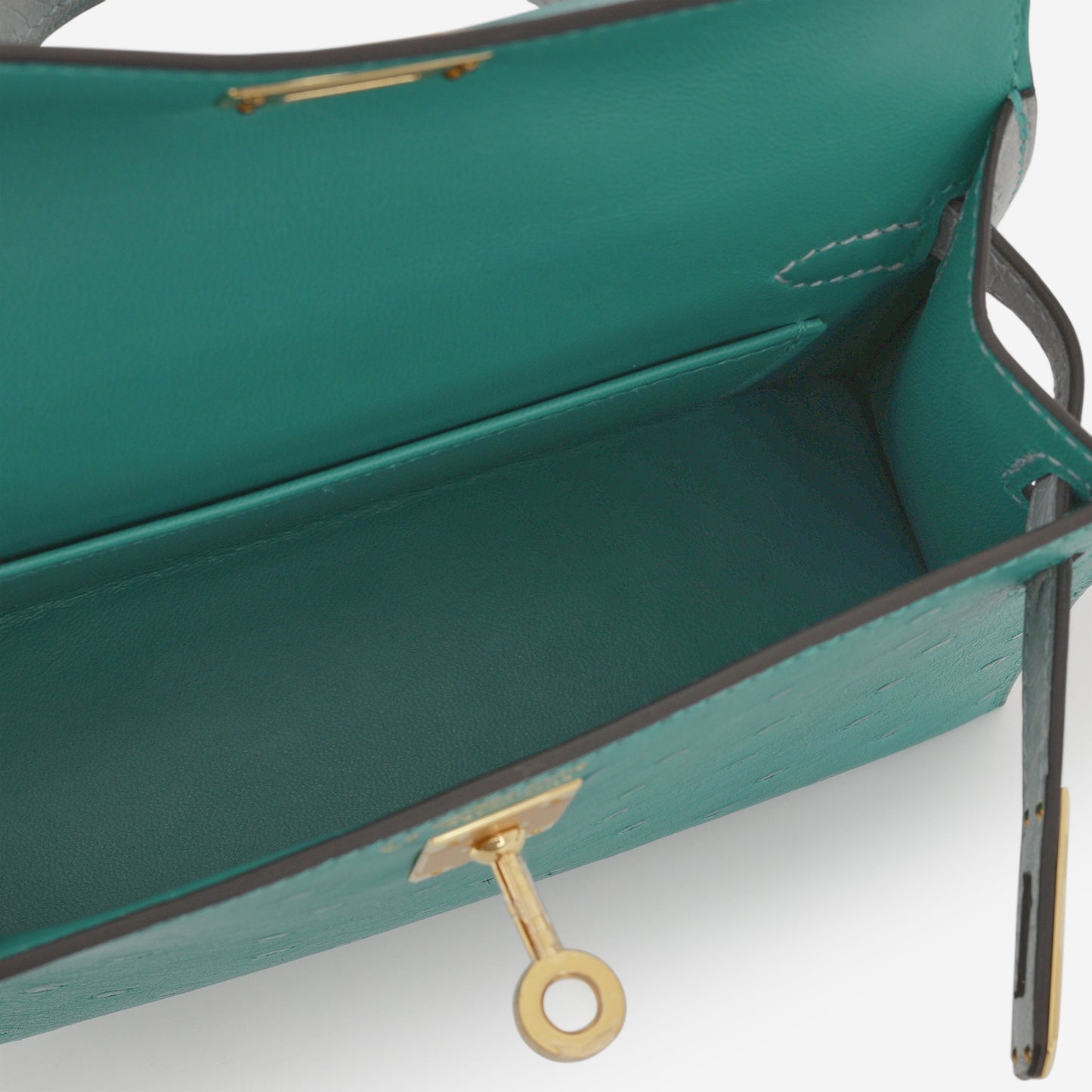 Hermès HSS Mini Kelly 20 - Vert Verone / Bleu Glacier Ostrich | Gold Hardware